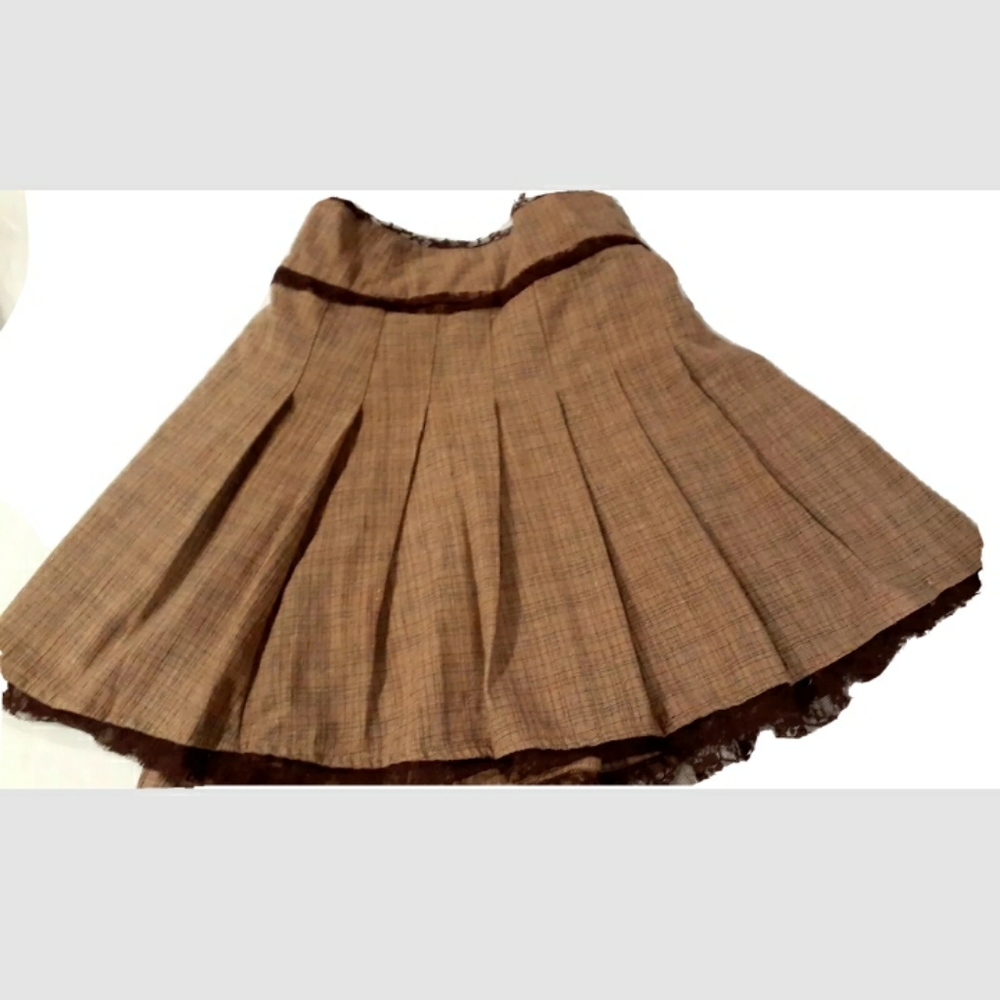 Industry pleated Wrap skirt, size Small. Brown - Picture 2 of 12